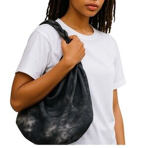 Zara Tie Dye Hobo Tote‎ Large Shoulder Slouch Bag Gray Soft Zipper Closure